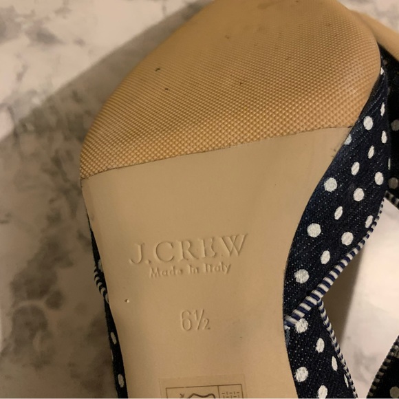 J. Crew Colette Navy & White Polka Dot Canvas Pointy Toe D’orsay Heels 6.5 - Picture 3 of 9